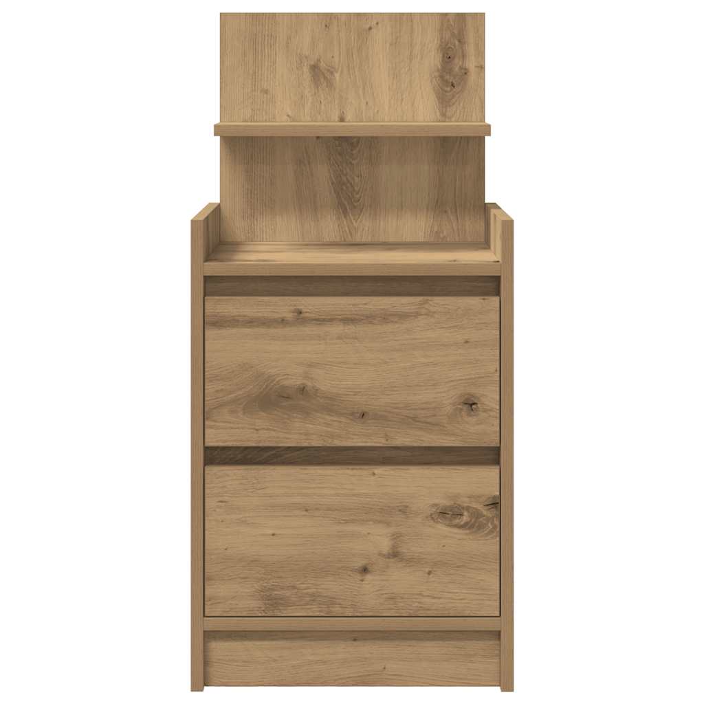 Nachtkastje met 2 lades 38x34x80 cm artisanaal eikenkleurig