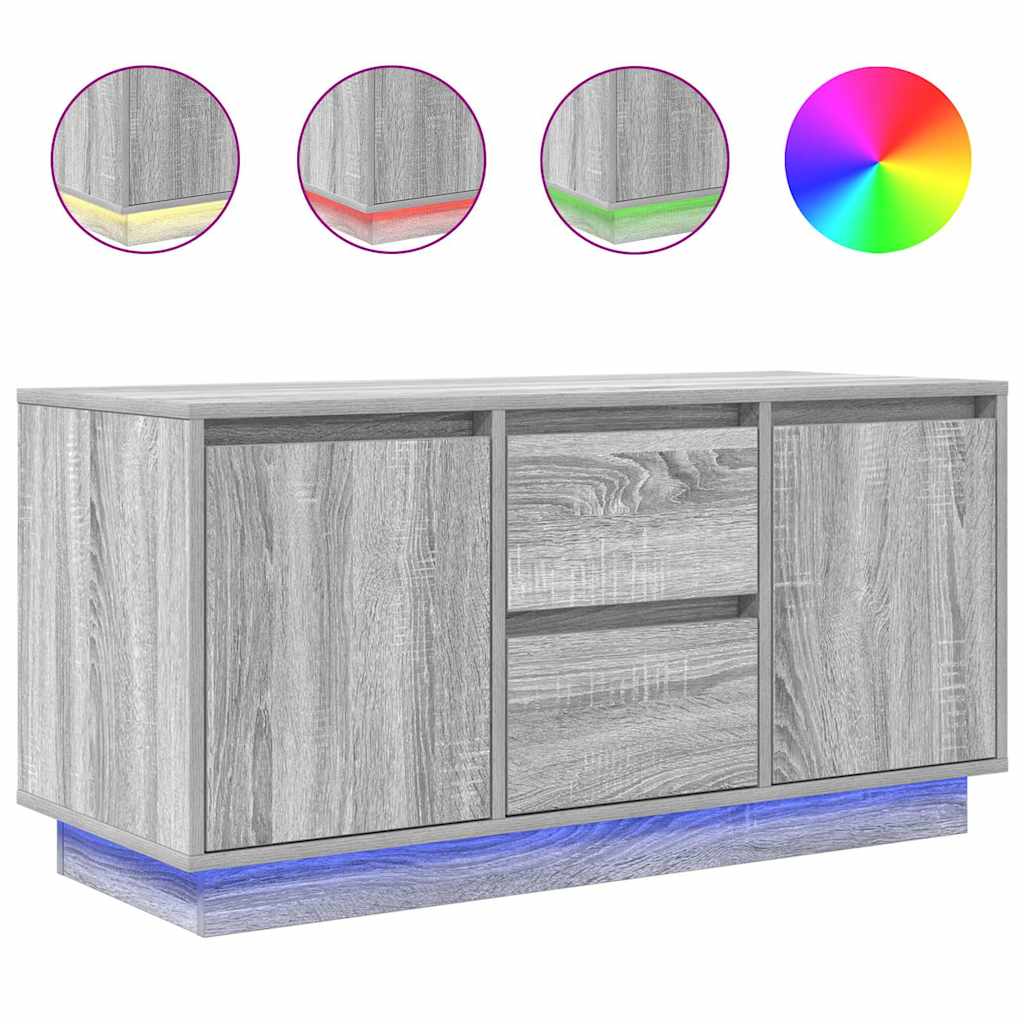 Tv-meubel met LED-verlichting 100x41x50 cm grijs sonoma eiken