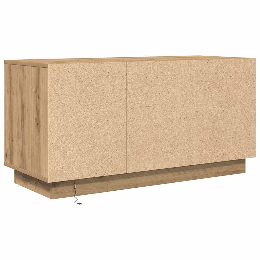 Tv-meubel met LED-verlichting 100x41x50 cm artisanaal eiken
