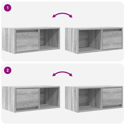 Tv-meubelen 2 st 60x31x25,5 cm bewerkt hout grijs sonoma eiken