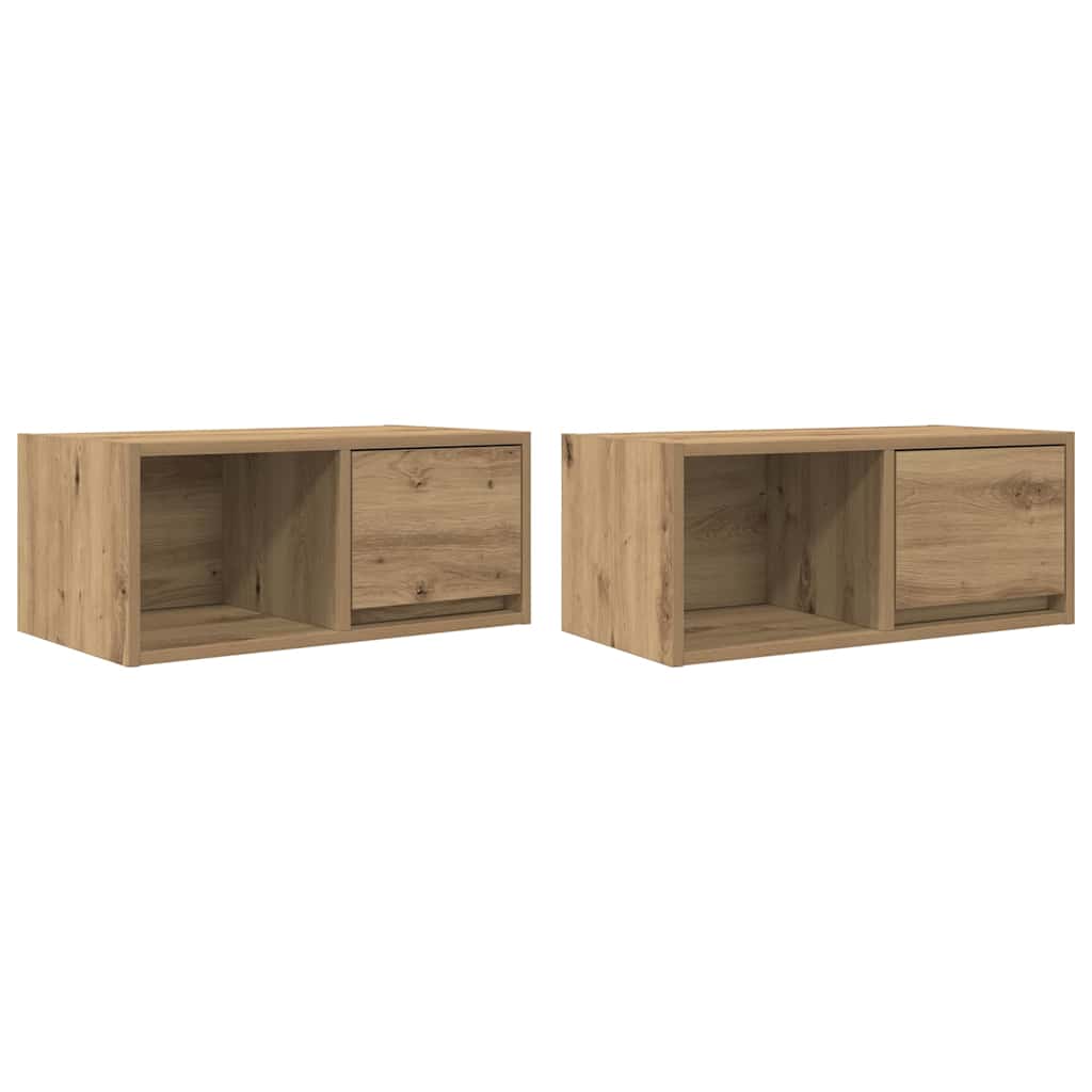 Tv-meubelen 2 st 60x31x25,5 cm bewerkt hout artisanaal eiken