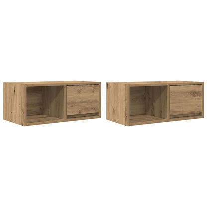 Tv-meubelen 2 st 60x31x25,5 cm bewerkt hout artisanaal eiken