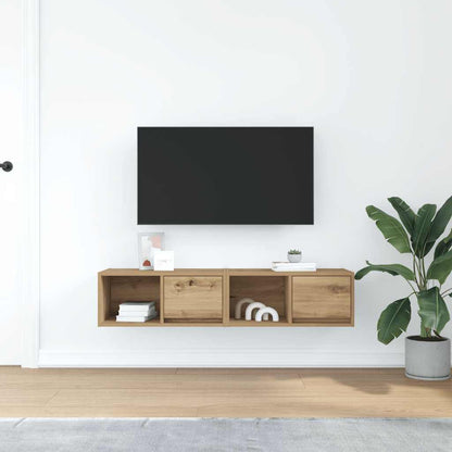 Tv-meubelen 2 st 60x31x25,5 cm bewerkt hout artisanaal eiken