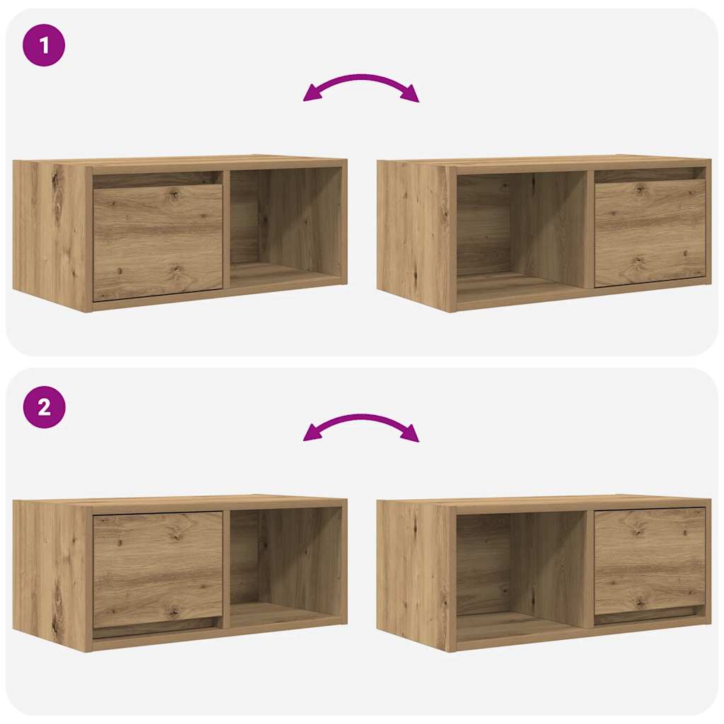 Tv-meubelen 2 st 60x31x25,5 cm bewerkt hout artisanaal eiken