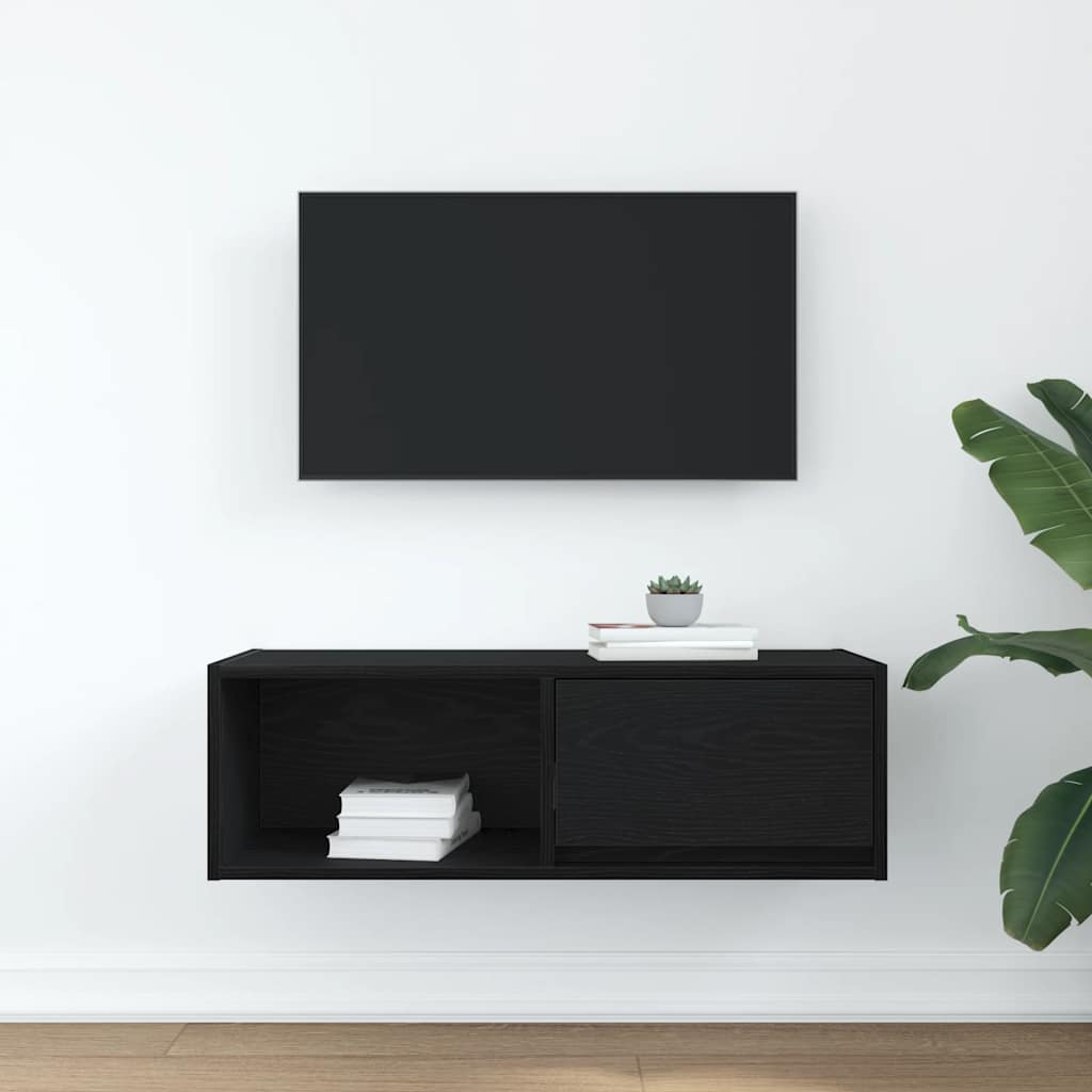 TV-meubel 80x31x25,5 cm spaanplaat zwart eikenkleurig