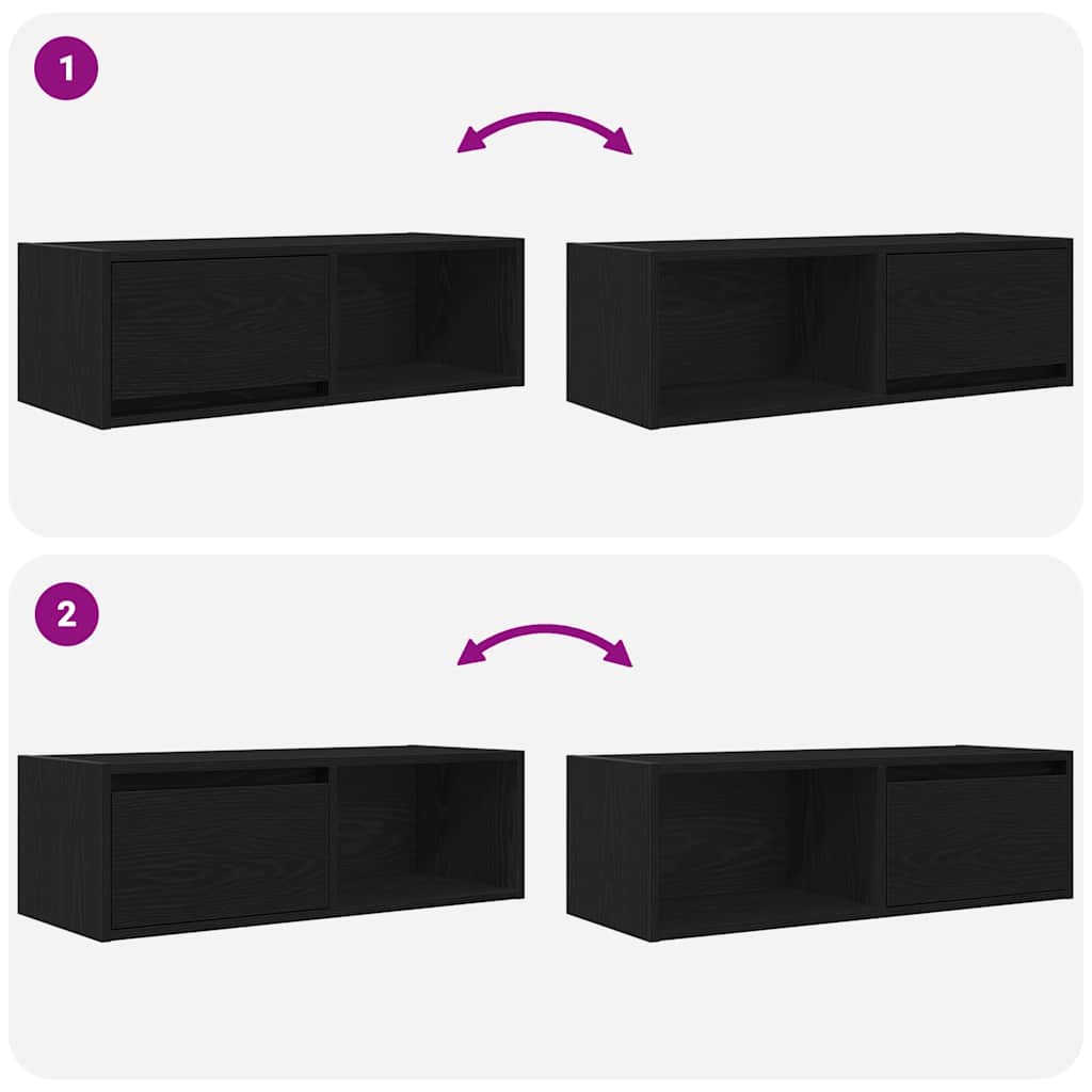 TV-meubel 80x31x25,5 cm spaanplaat zwart eikenkleurig