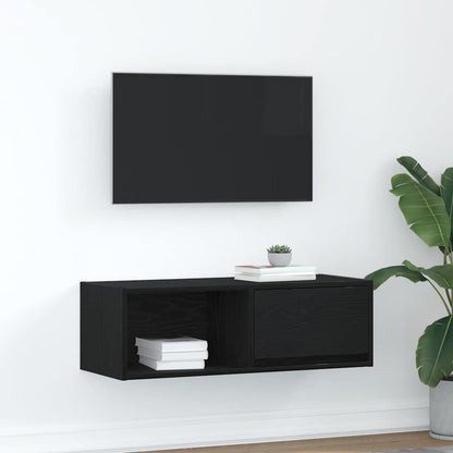TV-meubel 80x31x25,5 cm spaanplaat zwart eikenkleurig