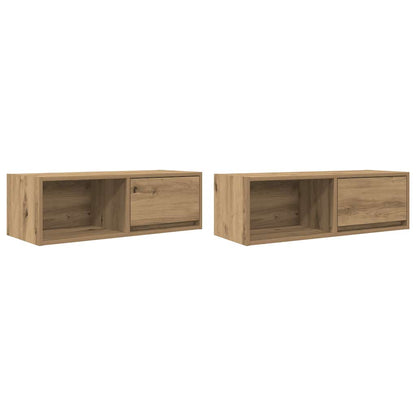 Tv-meubelen 2 st 80x31x25,5 cm bewerkt hout artisanaal eiken