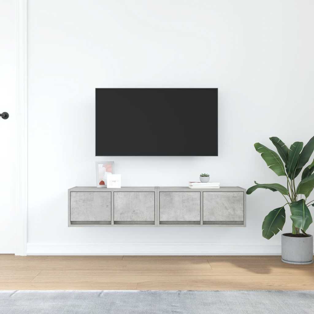 Tv-meubels 2 st 60x31x25,5 cm bewerkt hout betongrijs