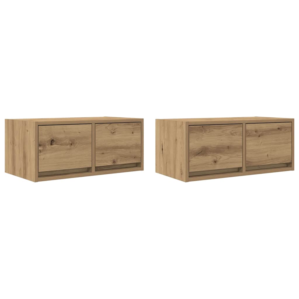 Tv-meubelen 2 st 60x31x25,5 cm bewerkt hout artisanaal eiken