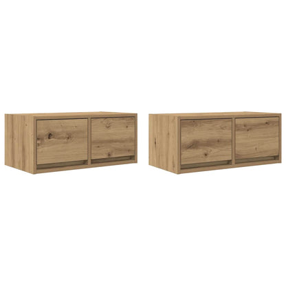 Tv-meubelen 2 st 60x31x25,5 cm bewerkt hout artisanaal eiken