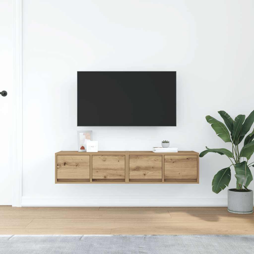 Tv-meubelen 2 st 60x31x25,5 cm bewerkt hout artisanaal eiken