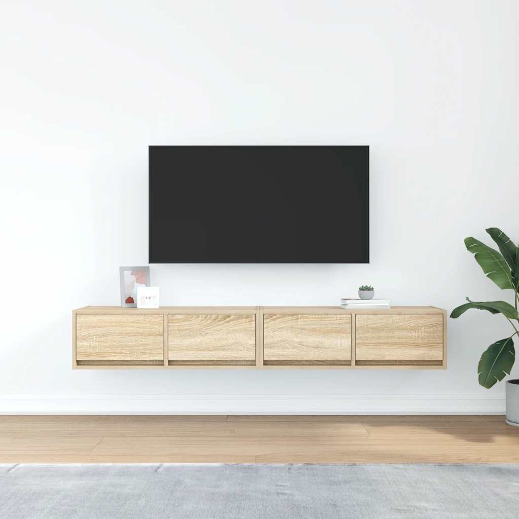 Tv-meubels 2 st 80x31x25,5 cm bewerkt hout sonoma eikenkleurig
