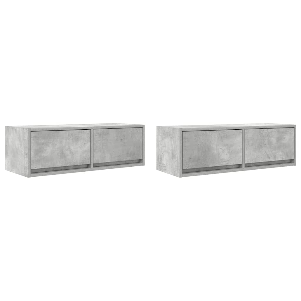 Tv-meubels 2 st 80x31x25,5 cm bewerkt hout betongrijs