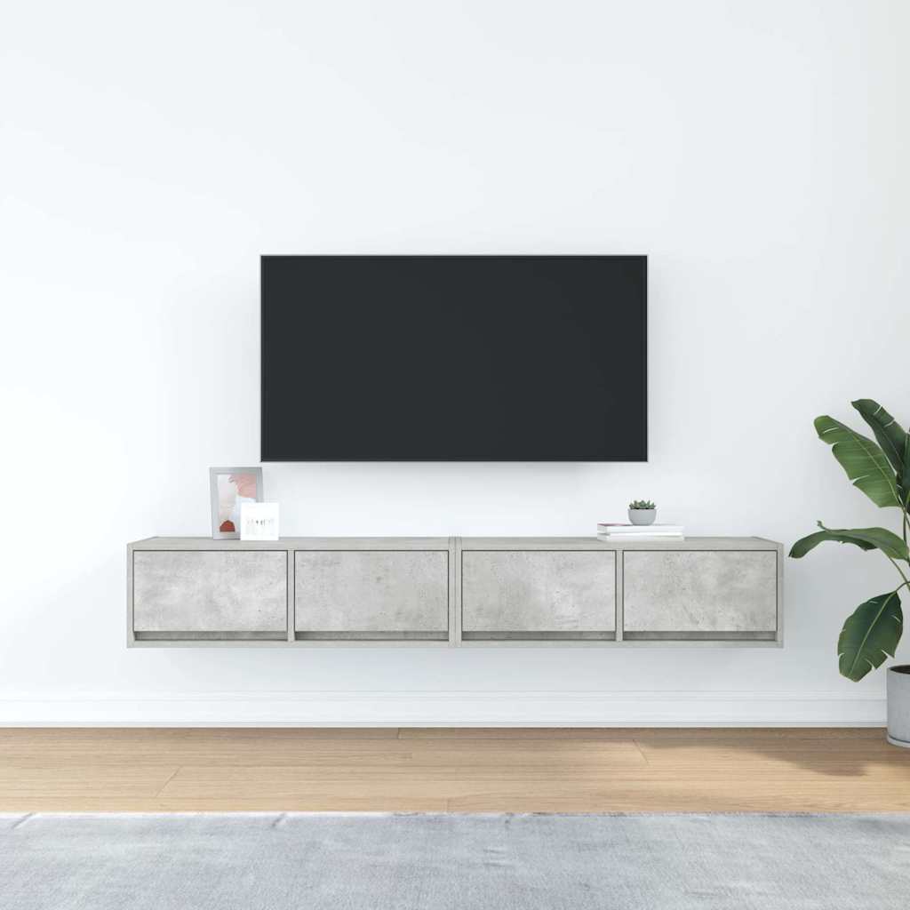 Tv-meubels 2 st 80x31x25,5 cm bewerkt hout betongrijs