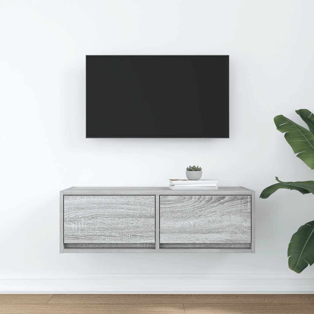 Tv-meubel 80x31x25,5 cm bewerkt hout grijs sonoma eikenkleurig