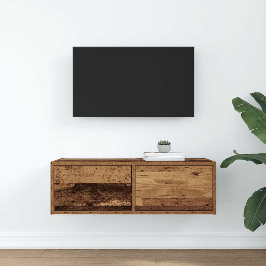 TV-meubel 80x31x25,5 cm bewerkt hout oud houtkleurig