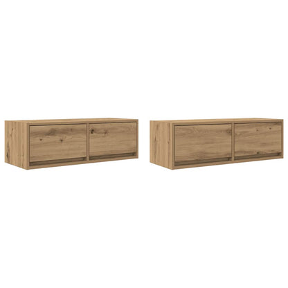 Tv-meubelen 2 st 80x31x25,5 cm bewerkt hout artisanaal eiken