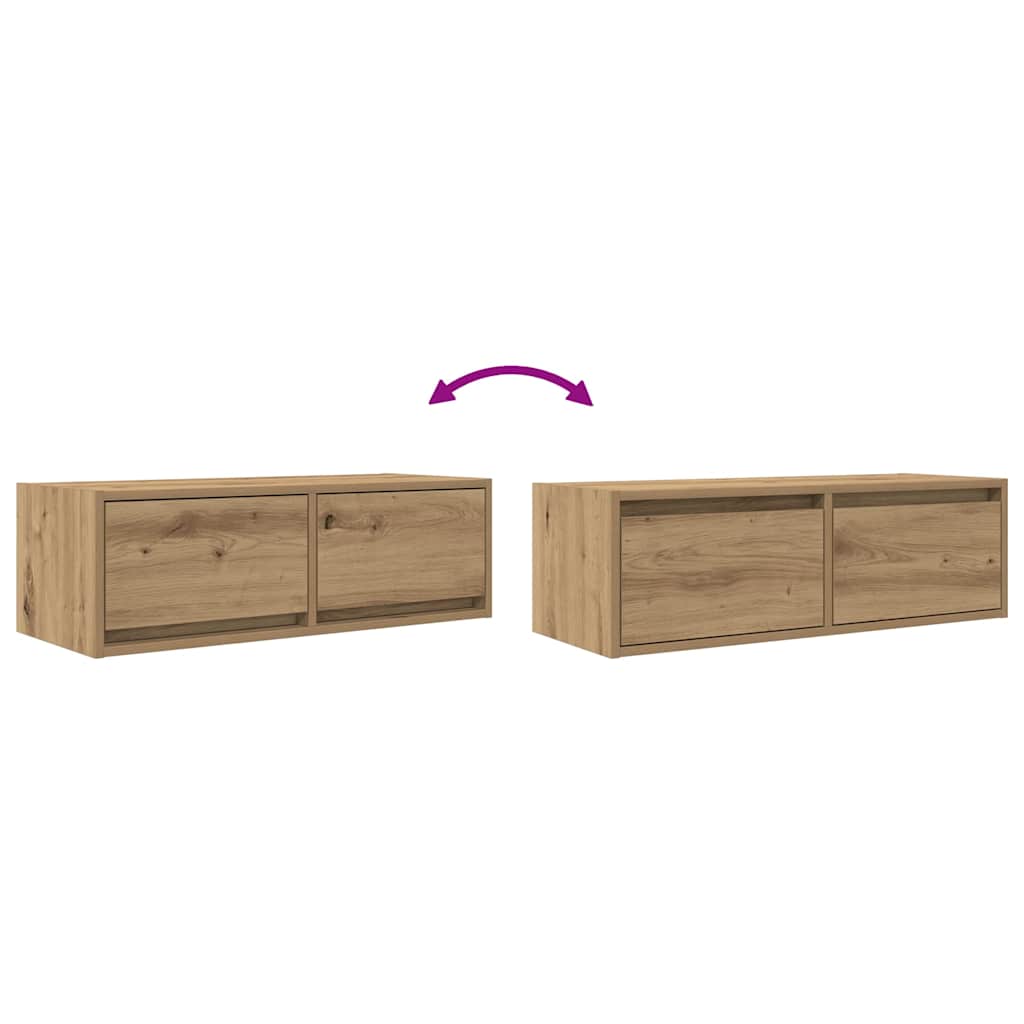 Tv-meubelen 2 st 80x31x25,5 cm bewerkt hout artisanaal eiken