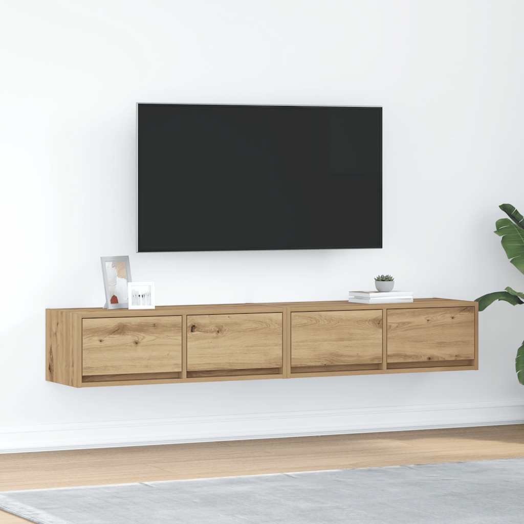 Tv-meubelen 2 st 80x31x25,5 cm bewerkt hout artisanaal eiken