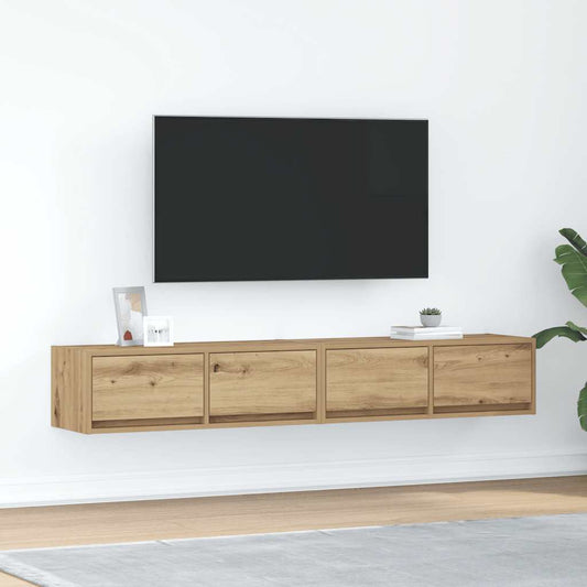 Tv-meubelen 2 st 80x31x25,5 cm bewerkt hout artisanaal eiken