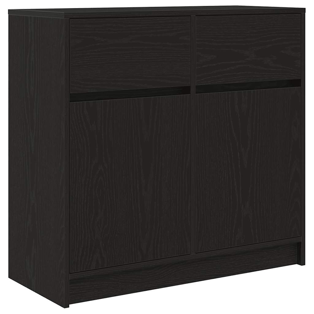 Dressoir met lade 80x34x76 cm spaanplaat zwart eikenkleurig