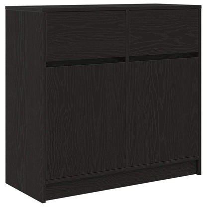 Dressoir met lade 80x34x76 cm spaanplaat zwart eikenkleurig