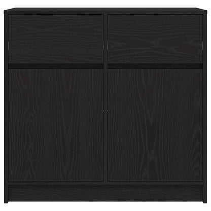 Dressoir met lade 80x34x76 cm spaanplaat zwart eikenkleurig