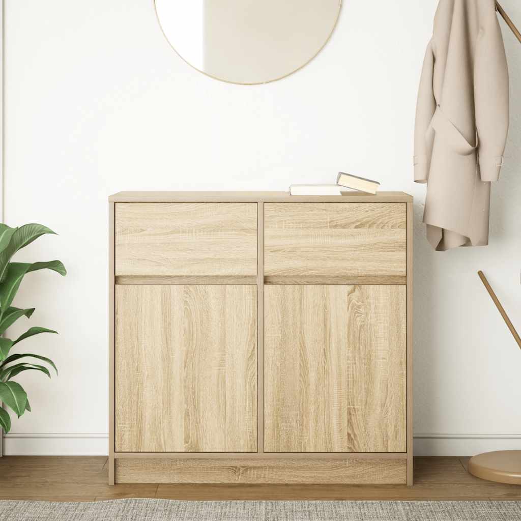 Dressoir met lade 80x34x76 cm spaanplaat sonoma eikenkleurig