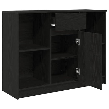 Dressoir met lade 101x35x76 cm spaanplaat zwart eikenkleurig