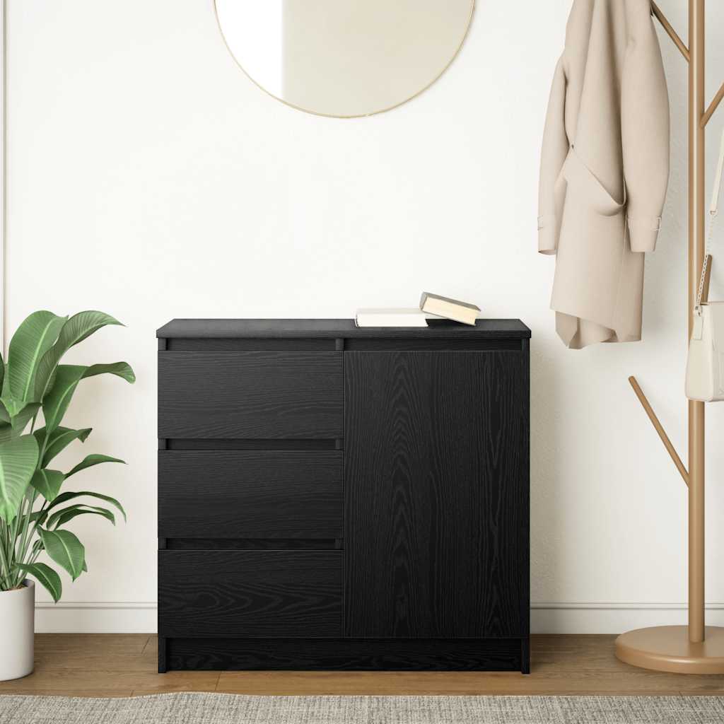 Dressoir met lade 71x35x65 cm spaanplaat zwart eikenkleurig