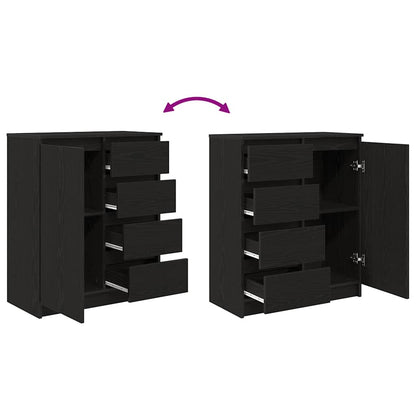 Dressoir met lades 71x35x84 cm spaanplaat zwart eikenkleurig