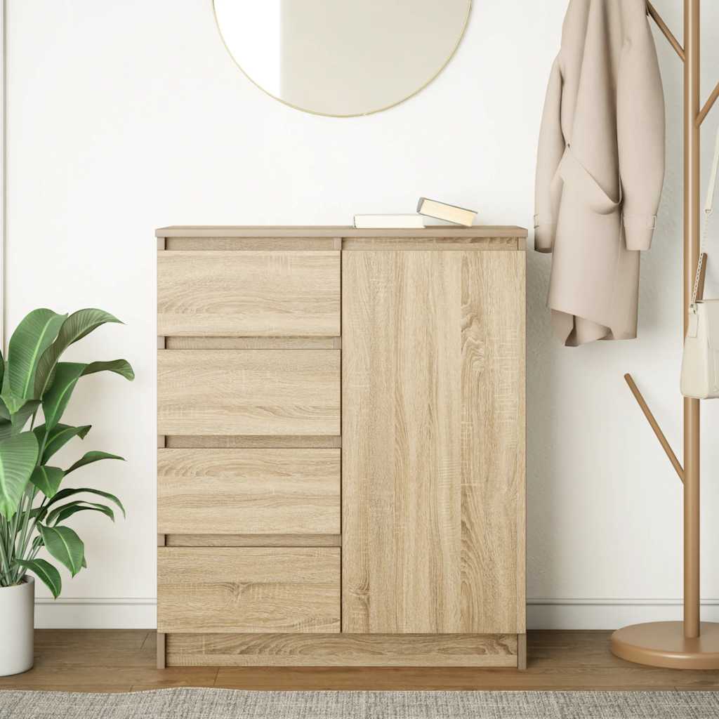 Dressoir met lades 71x35x84 cm spaanplaat sonoma eikenkleurig