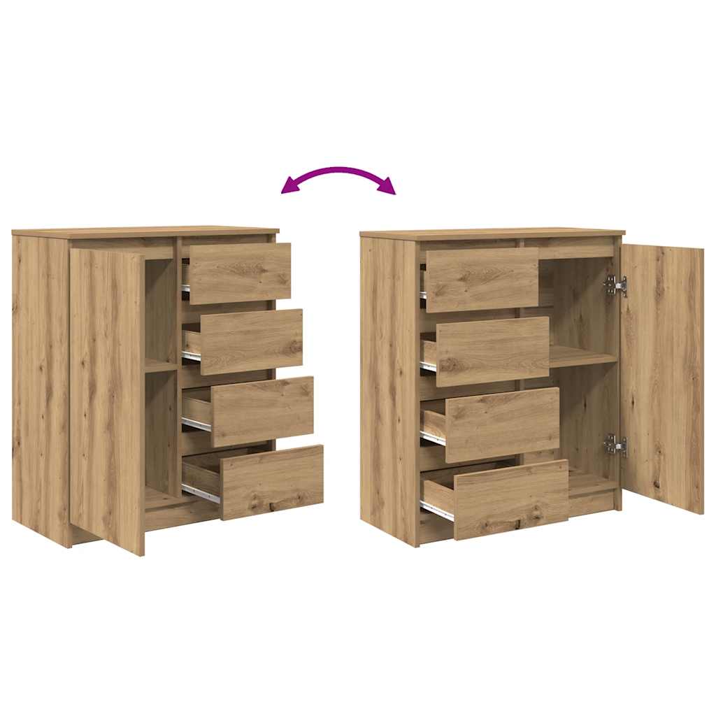 Dressoir lades 71x35x84 cm spaanplaat artisanaal eikenkleurig