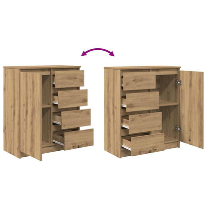 Dressoir lades 71x35x84 cm spaanplaat artisanaal eikenkleurig