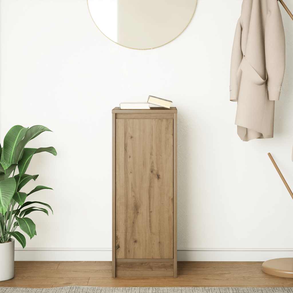 Dressoir 29,5x34x76 cm bewerkt hout artisanaal eikenkleur
