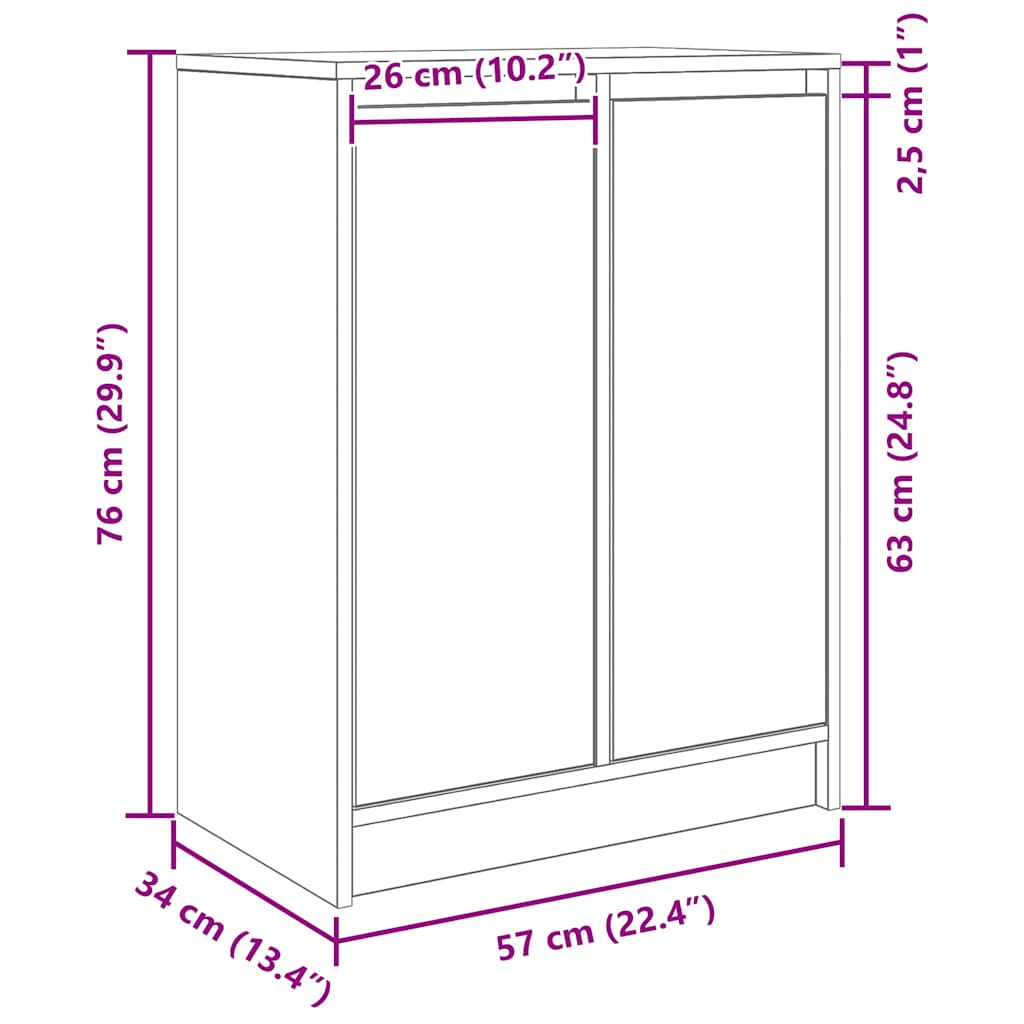 Dressoir 57x34x76 cm bewerkt hout wit