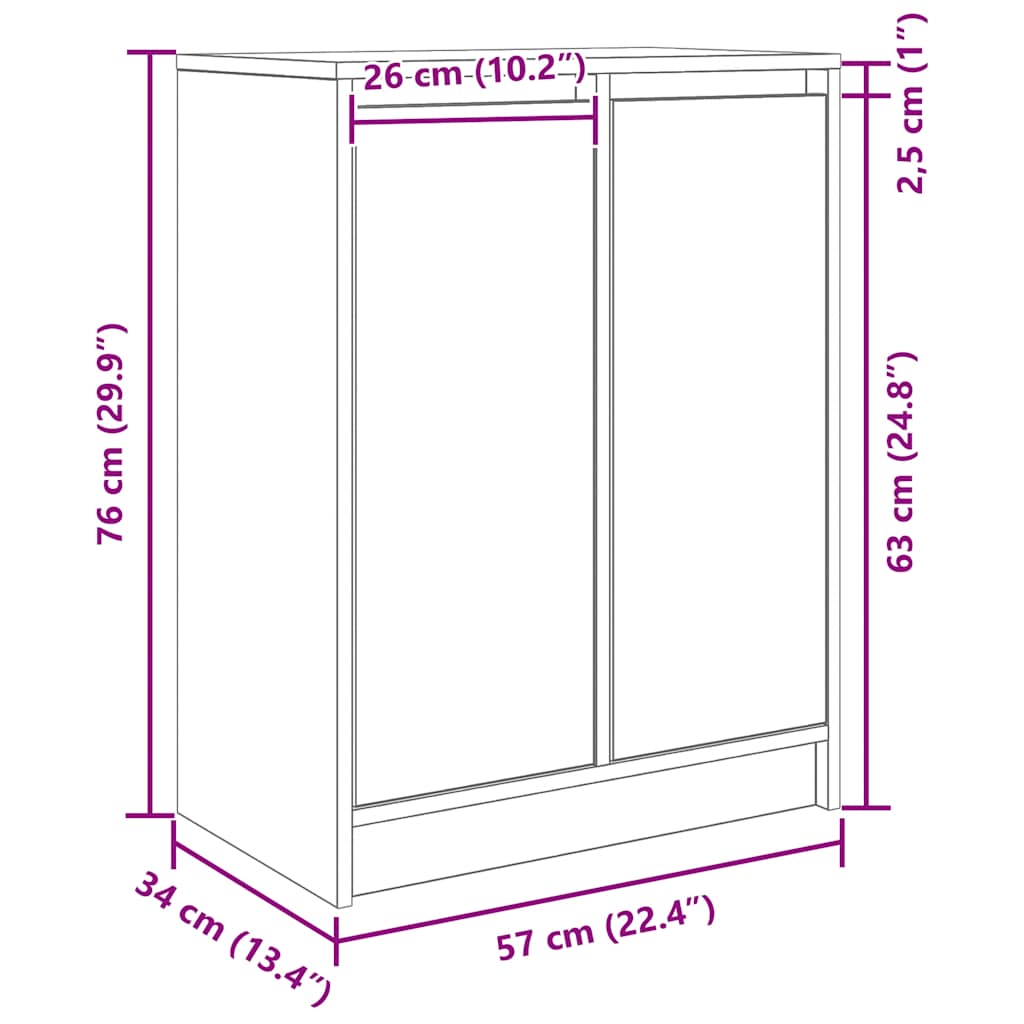 Dressoir 57x34x76 cm bewerkt hout sonoma eikenkleurig