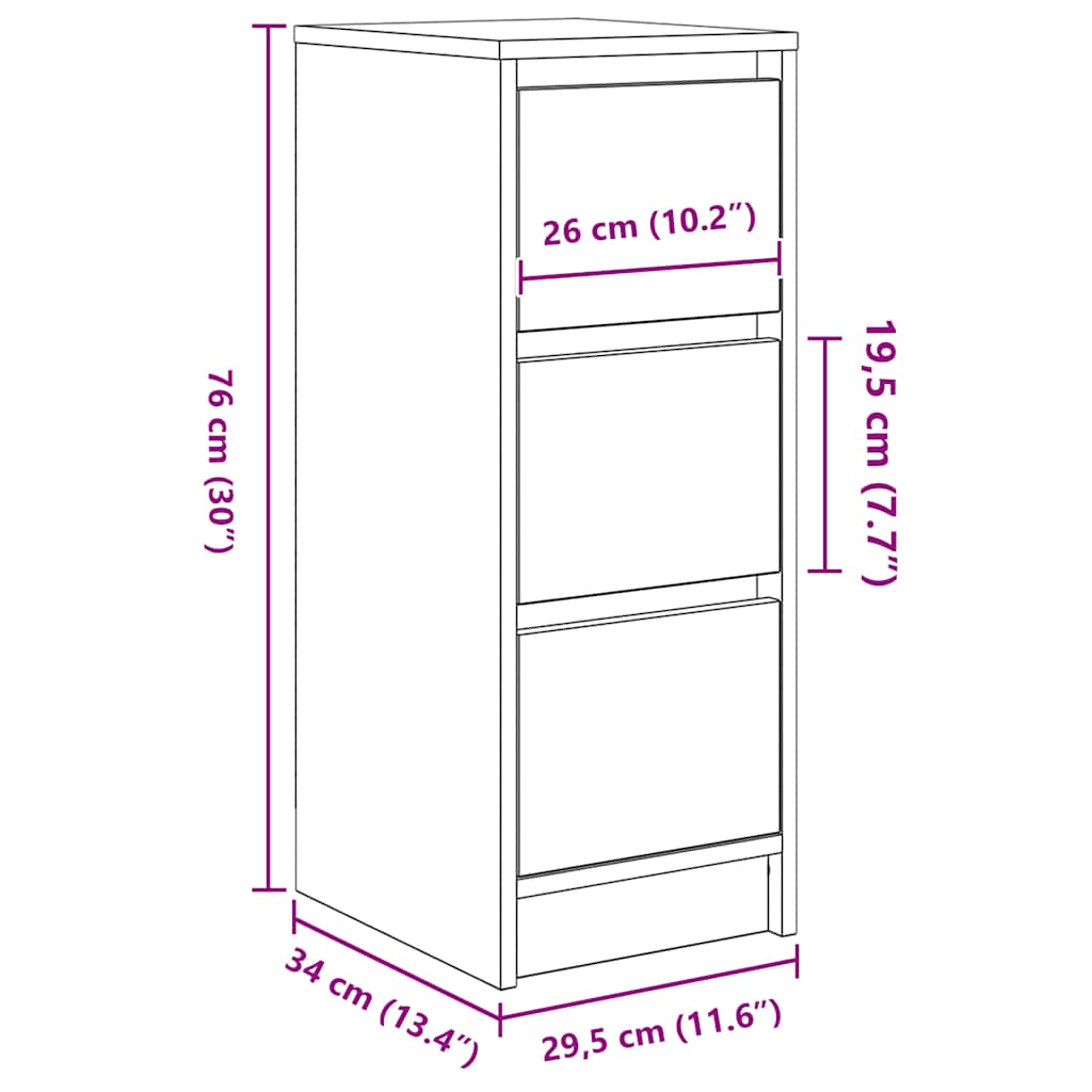 Dressoir 29,5x34x76 cm bewerkt hout oud houtkleurig