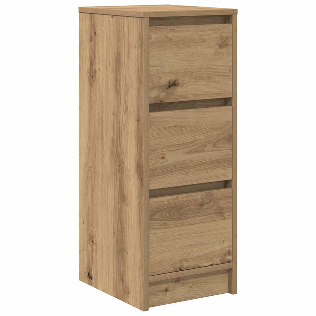 Dressoir 29,5x34x76 cm bewerkt hout artisanaal eikenkleur