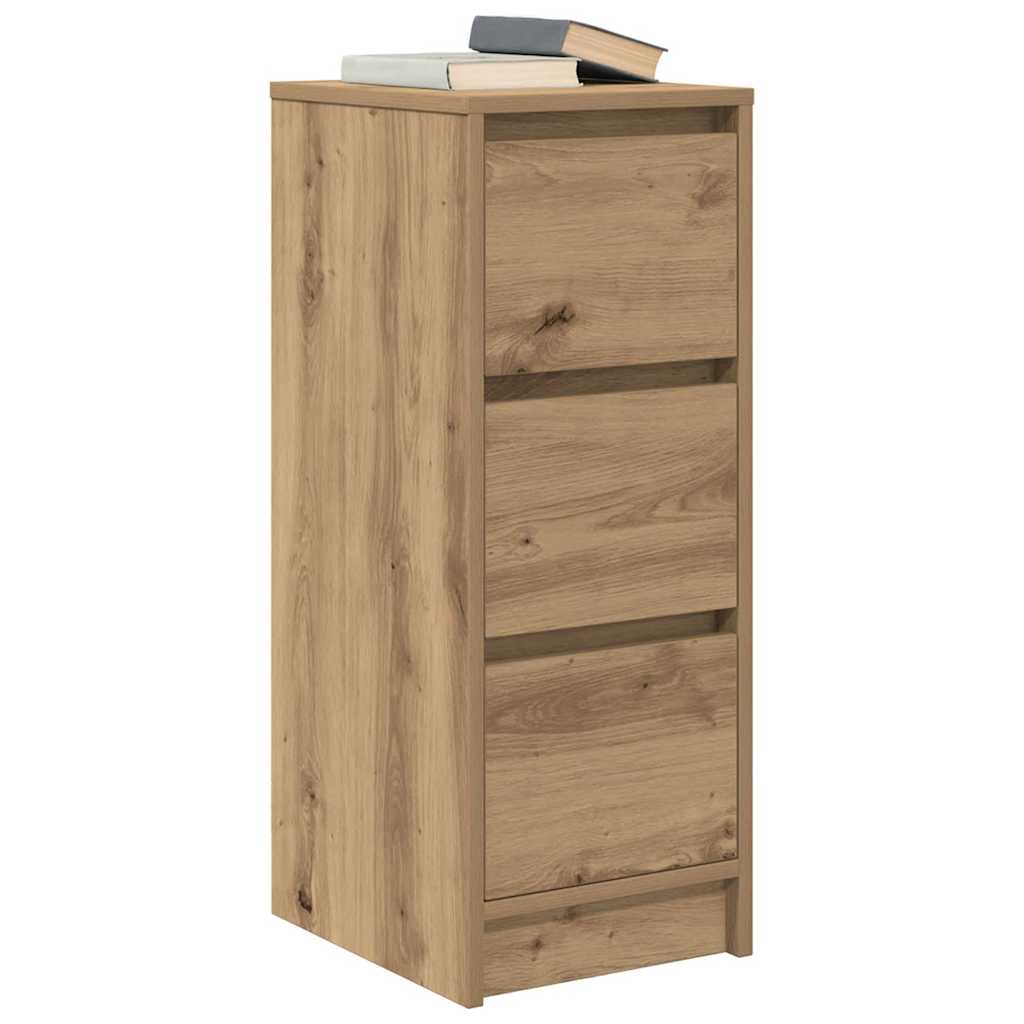 Dressoir 29,5x34x76 cm bewerkt hout artisanaal eikenkleur