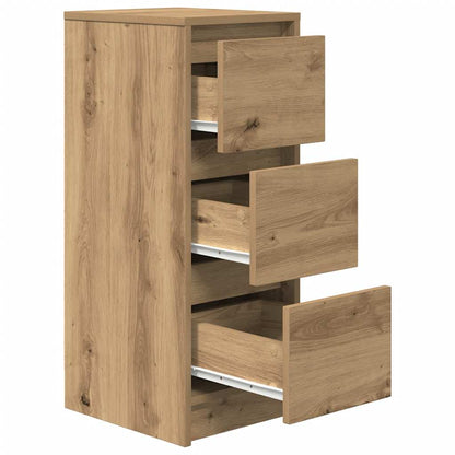 Dressoir 29,5x34x76 cm bewerkt hout artisanaal eikenkleur