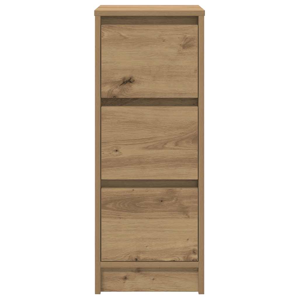 Dressoir 29,5x34x76 cm bewerkt hout artisanaal eikenkleur