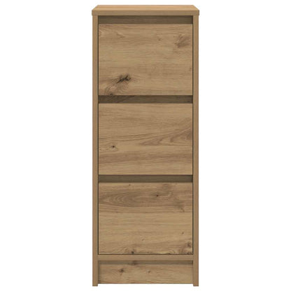 Dressoir 29,5x34x76 cm bewerkt hout artisanaal eikenkleur