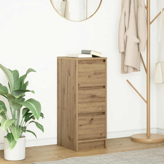 Dressoir 29,5x34x76 cm bewerkt hout artisanaal eikenkleur
