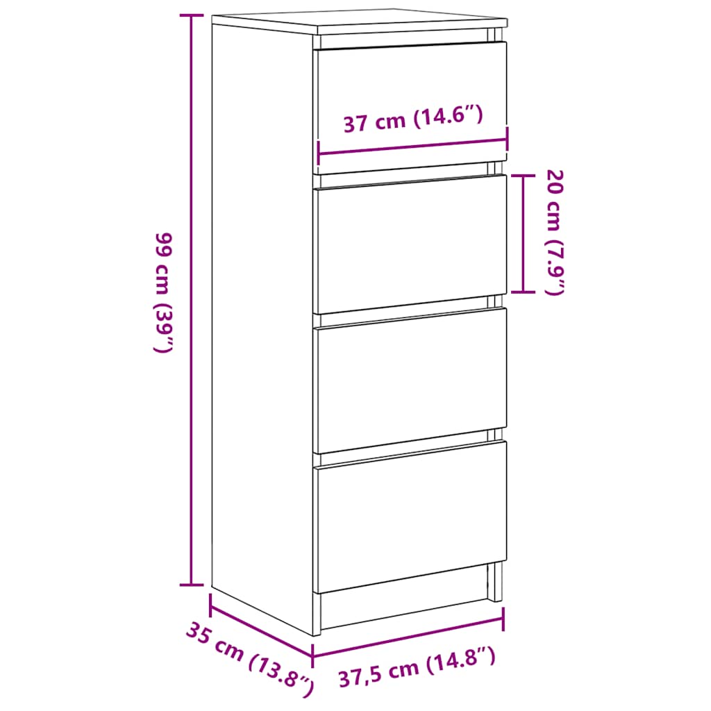 Dressoir 37,5x35x99 cm spaanplaat bruin eikenkleurig