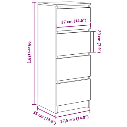 Dressoir 37,5x35x99 cm spaanplaat ambachtelijk eikenkleurig