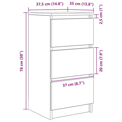 Dressoir 37,5x35x76 cm bewerkt hout oud houtkleurig