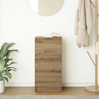 Dressoir 37,5x35x76 cm bewerkt hout artisanaal eikenkleurig
