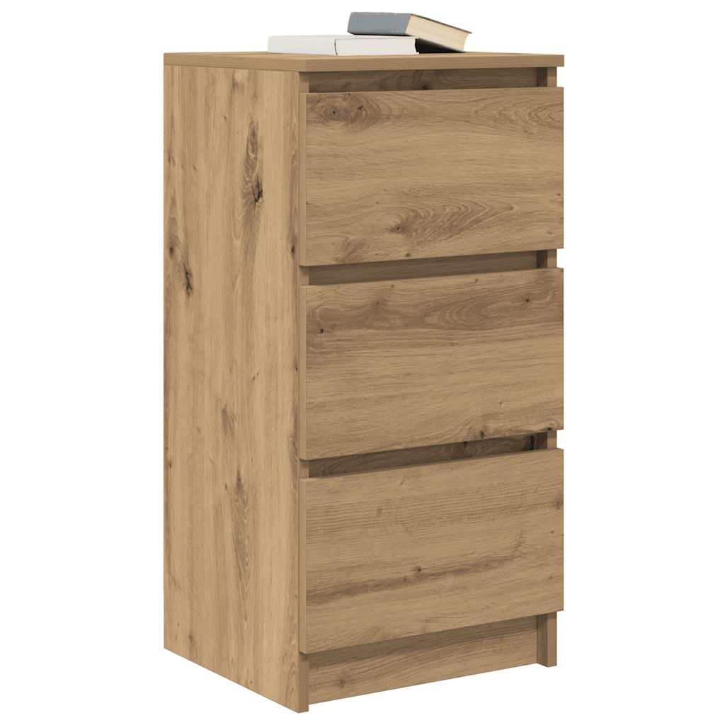 Dressoir 37,5x35x76 cm bewerkt hout artisanaal eikenkleurig